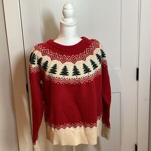 Kiel James Patrick Red and Cream Tree Pattern Sweater
